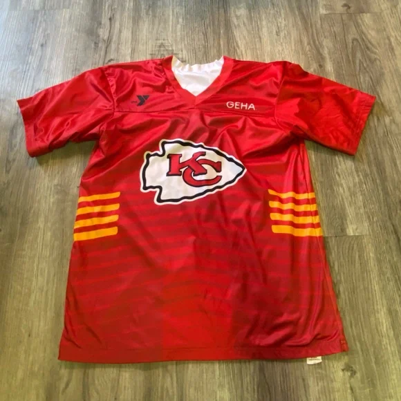 Kansas City Chiefs NFL Flag Football Jersey Youth Large Red Yellow Reversible - Picture 1 of 6